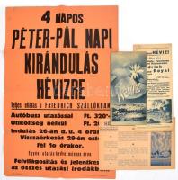 cca 1930 Hévíz, Keszthely utazási ismertető prospektusok, plakát, 4 db
