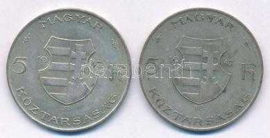 1947. 5Ft Ag "Kossuth" (2x) T:2-,3 Adamo F8.1