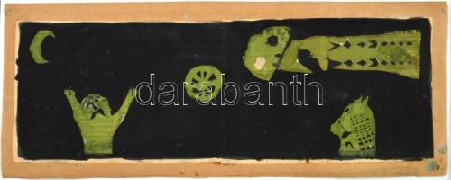 Bálint jelzéssel: Figurák. Kollázs, papír, kartonra ragasztva, 31x92 cm