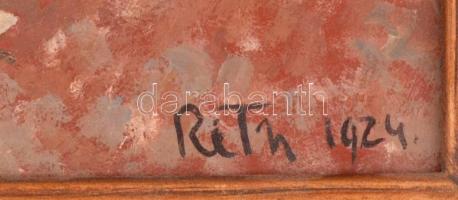 Réth jelzéssel (1924): Gondolkozó. Olaj, karton, keretben, hátulján szakadás 17×16,5 cm