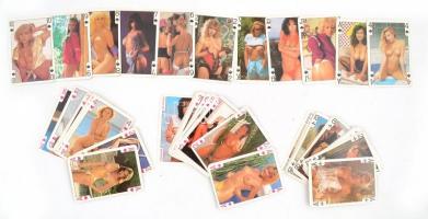 1994 Erotikus francia kártya/kártyanaptár, 51 db/lap, hiányos, 9x6 cm