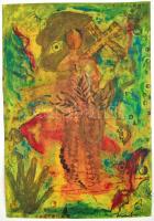 Kondor jelzéssel: Ember és állat. Olaj, papír, keret nélkül, 42×29,5 cm