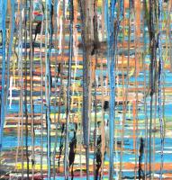 Gyarmathy jelzéssel: Vonalak. Olaj, farost, sarkainál és széleinél sérült, 72×74 cm