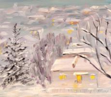 Schönberger jelzéssel: Havas táj. Olaj, farost, 43×54,5 cm