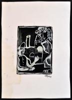 Hincz (?) jelzéssel (1965): Népi jelenet. Akvarell, papír, keret nélkül, foltos 30×21 cm