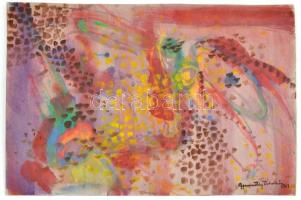 Gyarmathy jelzéssel (1969): Pöttyök. Akvarell, papír, keret nélkül, kartonra kasírozva 31×46 cm