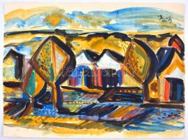 Bene jelzéssel (1951): Házsor. Akvarell, papír, keret nélkül, 29×38,5 cm