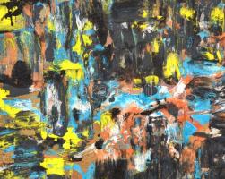 Lakner jelzéssel: Absztrakt kompozíció. Olaj, relief, farost, 27×41 cm