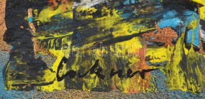 Lakner jelzéssel: Absztrakt kompozíció. Olaj, relief, farost, 27×41 cm