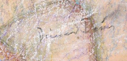 Dienes jelzéssel: Női akt. Zsírkréta, karton, keret nélkül, 50×35 cm