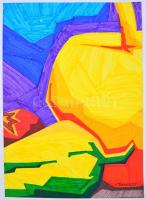 Hincz jelzéssel: Színfoltok. Filctoll, papír, 42x29,5 cm