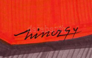 Hincz jelzéssel: Színfoltok. Filctoll, papír, 42x29,5 cm