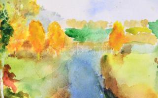 Bernáth jelzéssel: Vízparti táj. Akvarell, papír, 22,5x30 cm