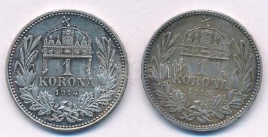 1914KB-1915KB 1K Ag "Ferenc József" (2x) T:1- patina Adamo K5.1