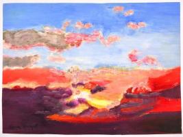 Anna jelzéssel: Angyal a felhők felett. Olaj, papír, 29x38,5 cm