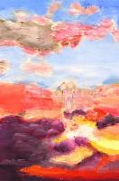 Anna jelzéssel: Angyal a felhők felett. Olaj, papír, 29x38,5 cm