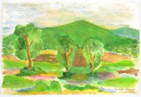 Márffy jelzéssel: Hegyvidéki táj. Akvarell, papír, 35,5x50,5 cm