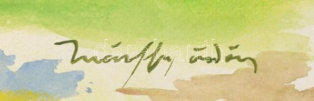 Márffy jelzéssel: Hegyvidéki táj. Akvarell, papír, 35,5x50,5 cm