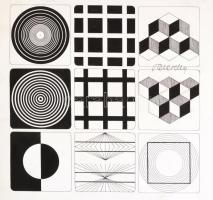 Vasarely jelzéssel: Kompozíciók. Tus, papír, lap széle foltos, ca. 30x31 cm
