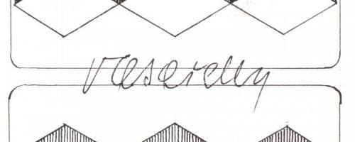 Vasarely jelzéssel: Kompozíciók. Tus, papír, lap széle foltos, ca. 30x31 cm