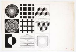 Vasarely jelzéssel: Kompozíciók. Tus, papír, lap széle foltos, ca. 30x31 cm
