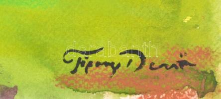 Tipary jelzéssel: Dombos táj. Akvarell, pasztell, papír, 35x50,5 cm