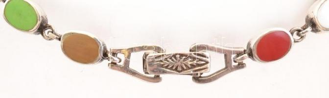 Ezüst(Ag) karkötő, ásvány díszítéssel, jelzett, h: 17 cm, bruttó: 9,4 g