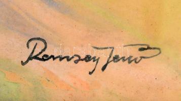 Remsey jelzéssel: Angyal. Vegyes technika, karton, üvegezett fa keretben, 48,5x74,5 cm