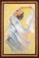 Remsey jelzéssel: Angyal. Vegyes technika, karton, üvegezett fa keretben, 48,5x74,5 cm