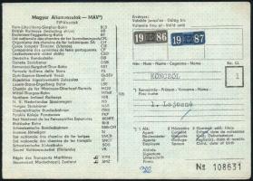 1980-1987 3 db vasúti igazolvány nemzetközi menetkedvezmény váltására