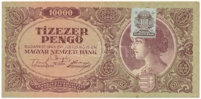 1945. 10.000P betűhibás MNB bélyeggel T:II szép papír Adamo P23e