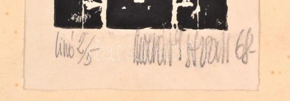 Molnár István (1933-2010): Kompozíció. Linómetszet, papír, gyűrődéssel. Jelzett, számozott (2/5), há...