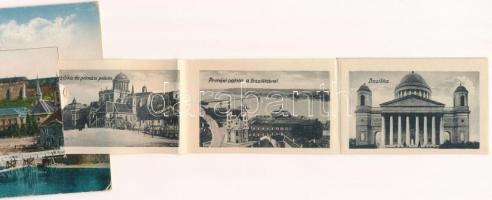 Esztergom, Hajóállomás, Bazilika. leporellólap, belül: Prímási palota, Ferenc József út, strandfürdő...