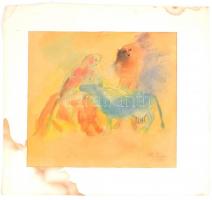 Mira Gendova (1956-): Akt és állatok. Vegyes technika, papír, sérült. Jelzett és datált (M. Gendova ...