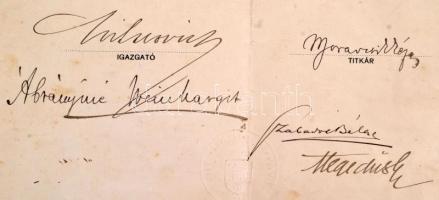 1914 Bp., Operai énekessé képesítő oklevél, rajta Hegedűs Gyula, Szabados Béla és mások aláírásával