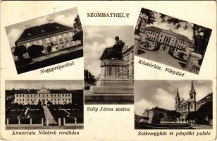 Szombathely, Nagyprépostlak, Kórház főépülete, Szily János szobor, Annunciata Nővérek rendháza, Székesegyház és püspöki lak