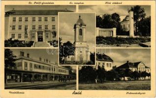 1942 Aszód, Evangélikus Petőfi gimnázium, Evangélikus templom, Hősi emlékmű, Vasútállomás, vasutasok, Podmaniczky tér