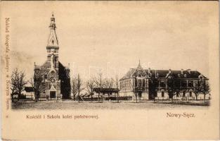Nowy Sacz, Nowego Sacza, Neu Sandez, Újszandec; Kosciól i Szkola kolei panstwowej / church, school (fl)