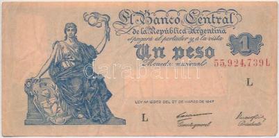 Argentína 1947. 1P T:III szép papír  Argentina 1947. 1 Peso C:F nice paper Krause#257