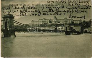 1909 Budapest I. Királyi vár, Lánchíd. Szénásy Béla 3505. (EK)