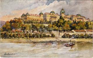 Budapest I. Királyi vár. Künstlerkarten nach originale Aquarelle 27. s: Gerhardtné (Gerhardt Alajosné) (EK)