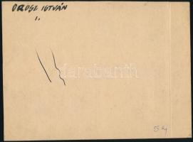 Orosz István (1941-1999): Fecsó József Katonadolog c. könyvének a borítóterve. Vegyes technika, kart...