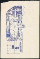 Tolnai Klári író jelzéssel: Békegalambok (hátoldalán akt kompozíció). Golyóstoll, papír. Jobb felső ...