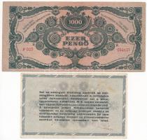 1945. 1000P "Forradalmi Pénzek és emlékeik kiállítása Pécs 1964. XI. 7-15. Zsolnay Gyűjtőklub&q...