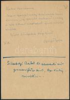 1942 Szekfű Gyula (1883-1955) történész által írt levelezőlap