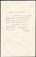 Palágyi Lajos (1866-1933) költő autográf köszönő levele