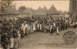 1911 Haute-Guinée, Tam-Tam Malinké / African folklore, indigenous village (fl)