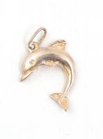 Ezüst(Ag) delfines medál, fehér kővel, jelzett,2,5x1,8 cm, bruttó: 1,52 g