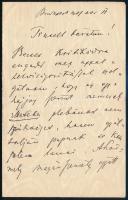 1901 Berczik Árpád (1842-1919) novellista, színműíró, MTA tag autográf levele Gerő Ödön (1863-1939) esztétának, Tisztelt Barátom megszólítással, melyben felvilágosítja a házasságkötés egyházjogi elismeréséről, egy kritikájára válaszolva. 3 beírt oldal.