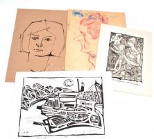 Orosz István (1941-1999), össz. 15 db mű:, klf. technikákkal. Jelzett, részben sérült és foltos